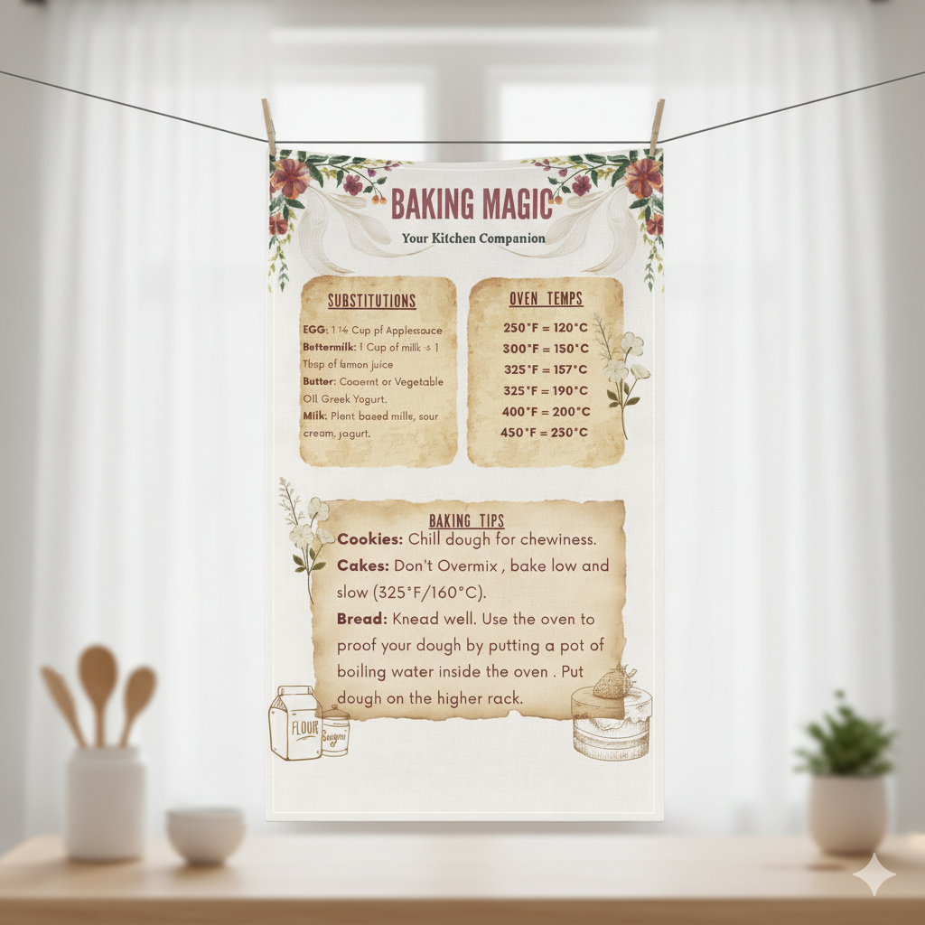 Baking Chart Kitchen Towel — The Perfect Helper for Every Baker