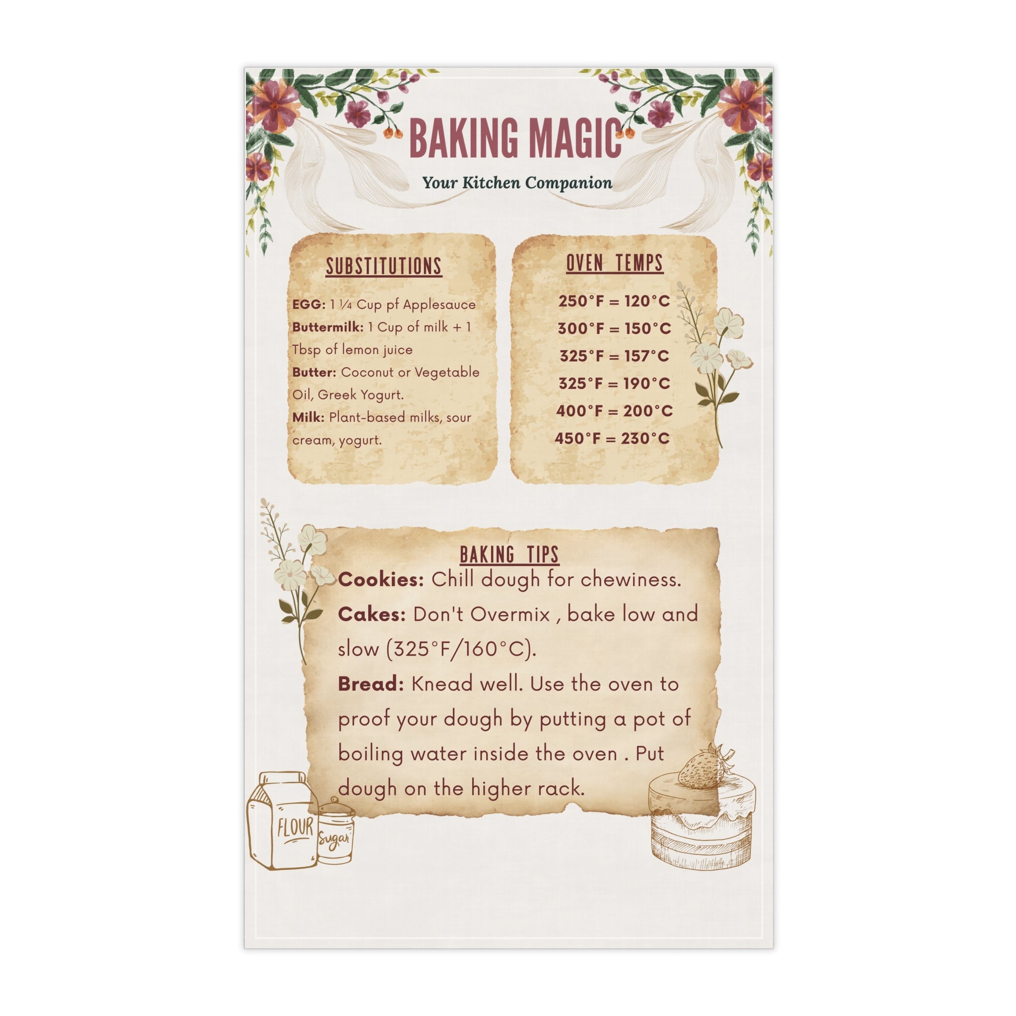 Baking Chart Kitchen Towel — The Perfect Helper for Every Baker
