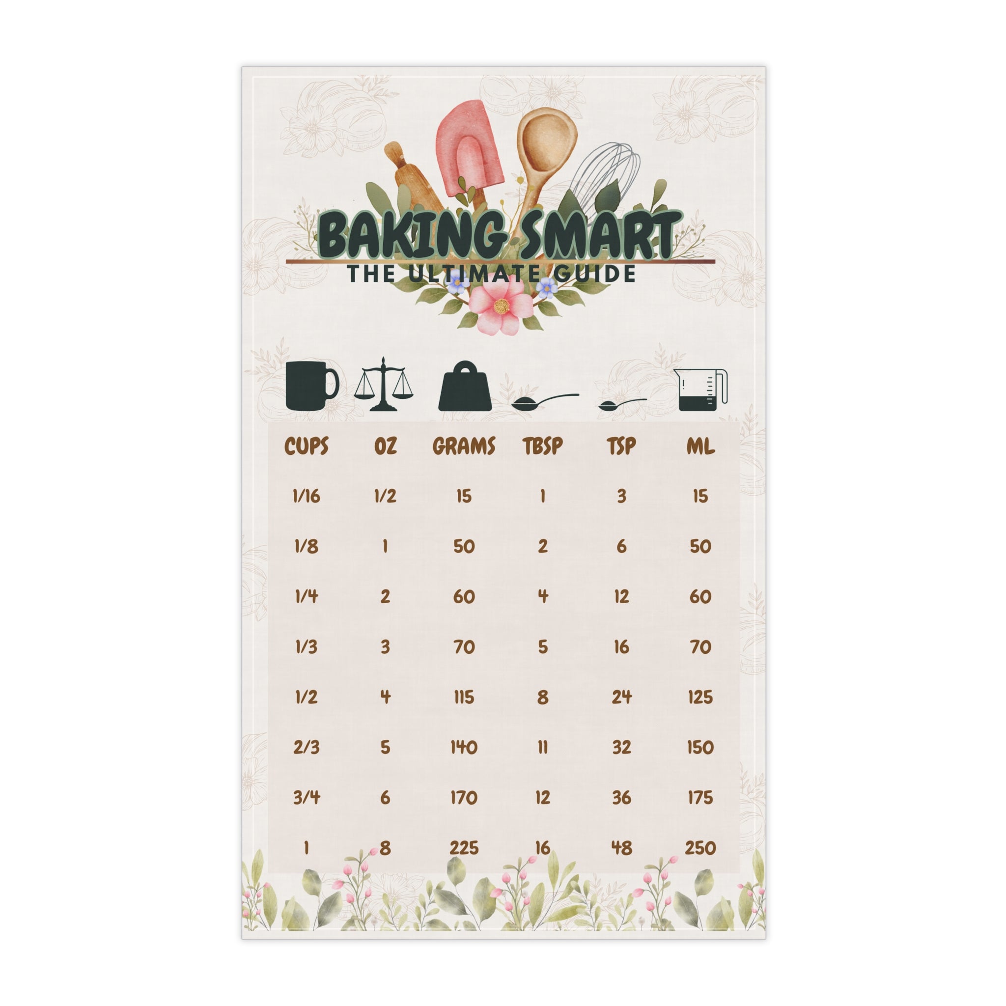 Baking Chart Kitchen Towel — The Perfect Helper for Every Baker